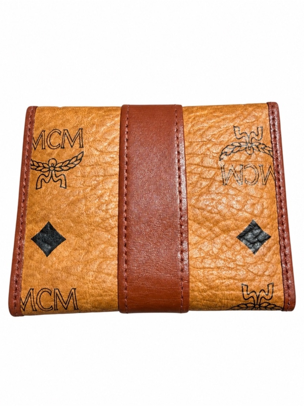Authentic MCM Visetos Wallet Cognac Brown Monogram Leather Card Holder - Picture 2 of 7